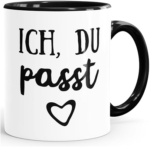 MoonWorks Geschenk-Tasse Paare Ich du passt Liebe verliebt Kaffeetasse Teetasse Keramiktasse Schwarz unisize