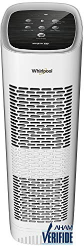 Whirlpool WPT80P - Purificador de aire Whispure True Hepa, carbón activado avanzado antibacterias, ideal para incendios forestales, alergias, olores, caspa de mascotas, moho, humo y gérmenes, grande,