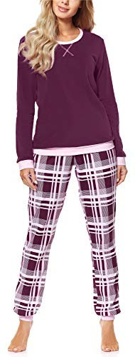 Merry Style Pigiama Manica Lunga Donna MS10-168(Vino Quadri, L)