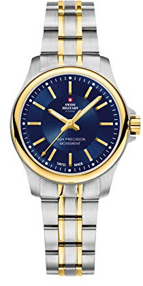 Swiss Military by Chrono Damen Uhr Armbanduhr Quarzwerk mit Edelstahl Metallarmband Analoge Damenuhr Silber Gold SM30201.06