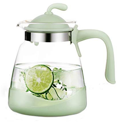 Glass kettle, heat-resistant glass kettle, hot/cold water kettle, glass kettle with lid, 2.0L/2.4L two capacity options, suitable for milk, cold water, ice drinks, etc. (Capacity : 2000ml)