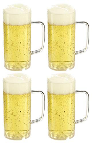 versandfuxx24 Outdoor Bierkrug 0,4l - 4er Set Bierglas mit Eichstrich bei 0,3l aus Kunststoff