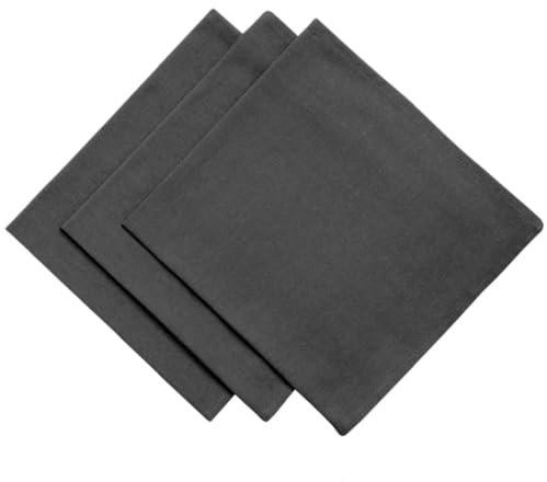 3er Pack Textil Servietten Stoffserviette 45cm x 45cm aus 100% Baumwolle in Dunkelgrau/Anthrazit