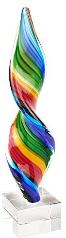 Murano Style Art Glas Regenbogen-Design in Korkenzieher-Form, 30,5 cm hoch, inklusive Kristallsockel