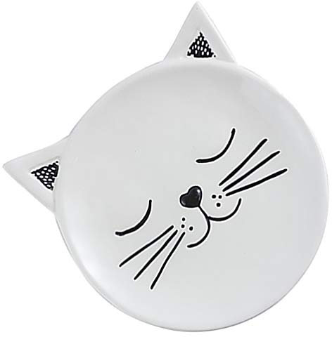 BESTonZON Keramik Teller Flach Tiere Design Dessertteller Salatteller Weiß Katze Essteller Frühstück Obst Snacks Kuchen Dessert Serviergeschirr Zuhause Restaurant Party Geschenkidee