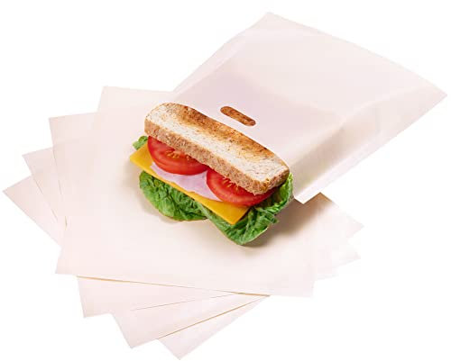 GOURMEO Sac à Toast pour Grille Pain - Lot de 10-17 x 19 cm - Sachet a Croque Monsieur ou Pizza - Toast Bag Lavable au Lave-Vaisselle & Adapté au Four, Grill et Micro-Onde