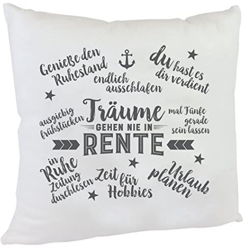 Kilala Abschiedsgeschenk Rentner Kissen Geschenk Idee Kollegin Rente Ruhestand Pension (Träume gehen nie in Rente flauschig)
