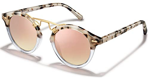 CARFIA Damen Runde Sonnenbrille UV400 Polarisiert Schmales Gesicht Trendy Metal Bridge Frauenbrillen