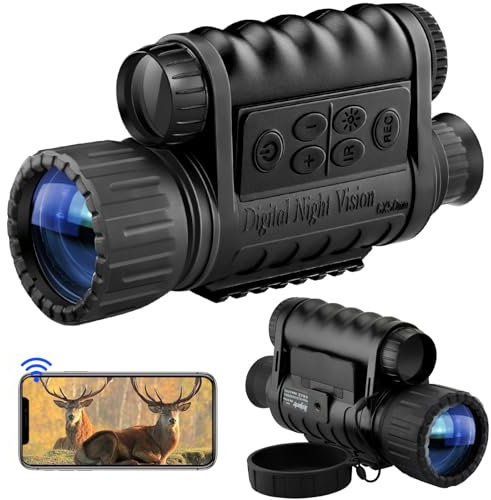 Bestguarder WiFi Nachtsicht Monokular 350,5 m in voller Dunkelheit Infrarotkamera Teleskop 12MP Fotovideo 5X Digital Zoom 6X Objektiv, Smartphone iOS/Android Nachtausrüstung für Jagd Camp Reise