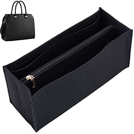 WADORN Taschenorganizer Aus Filz Für Handtasche, Geldbörsen-Organizer-Einsatz Mit Reißverschluss, Tragetasche, Tasche In Der Tasche, Tragbare Innentasche Für Neverfull Graceful Bag, Mittel, Schwarz