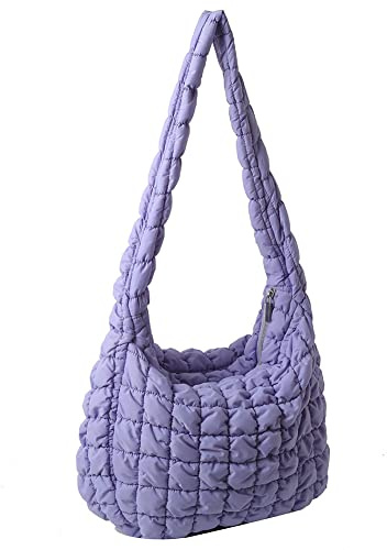Damen Halbmond Crossbody Schultertasche,Gesteppte Crossbody Bag Damen,Hobo Casual Crossbody Bag,Puffer-Umhängetasche mit Reißverschluss,Schultertasche,Arbeitshandtasche,Lässige Hobo-Taschen