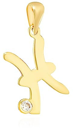 NKlaus Kettenanhänger Sternzeichen Fische 333 Gelb Gold 8 Kt Zirkonia Weiß Talisman 14514
