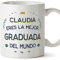 MUGFFINS Tazas Personalizadas para GRADUADA mujer - En Español - Mejor del Mundo - 11 oz / 330 ml - Regalo Personalizable original y divertido