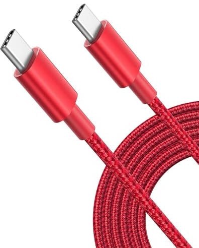 MOBISTAR New Nylon USB-C to USB-C Fast Charging Cable 1M, Type C to Type C Cable 60W PD Fast Charge Nylon Lead for iPhone 15, Samsung S23, S22, A54,A74, Google Pixel 6 (Red, 1M)
