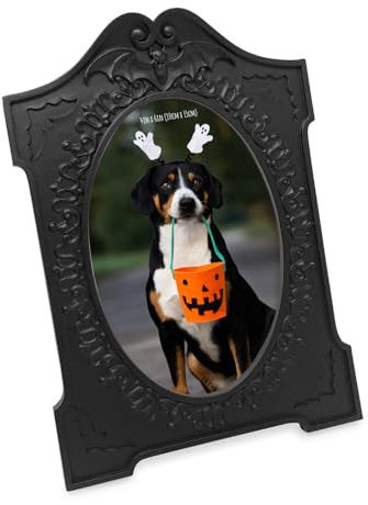 Isaac Jacobs Grabstein-Bilderrahmen, Halloween-Bilderrahmen, Foto-Tisch- und Wanddekoration, 10 x 15 cm, Mattschwarz