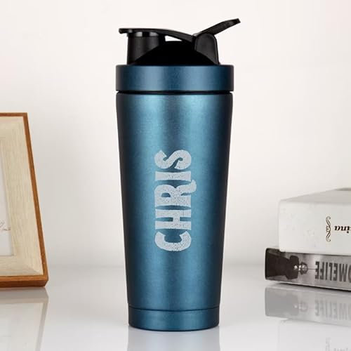 Woke Guru Shaker à protéines avec nom personnalisé (bleu)