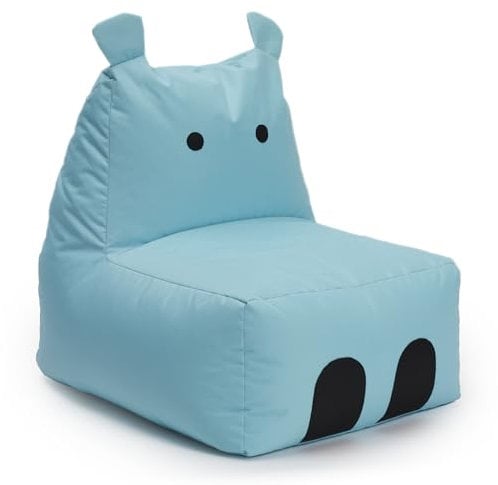 Lumaland Kindersitzsack Hippo | Sitzsack Tier Familie für Kinder | Wasserabweisender Bean Bag für Indoor & Outdoor | Pflegeleichtes Material | 80 x 70 x 65 cm & 2,9 kg leicht [Türkis]