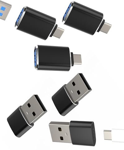 Adaptateur USB C vers USB A (Lot de 6) OTG Prise Connecteur Type-c Cable Secteur Chargeur Convertisseur pour IPhone15 Pro Max Plus Ipad pour Apple Mac Macbook Tablette Accessoire pour Samsung