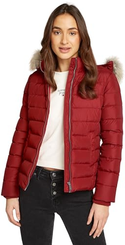 Tommy Jeans Damen Pufferjacke Basic Hooded Down Jacket mit Kapuze, Rot (Regatta Red), XS