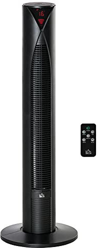 HOMCOM Ventilateur colonne silencieux 45 W, ventilateur tour pour chambre avec 4 modes 3 vitesses, télécommande, oscillant 70°, minuterie 12H et écran LED, 96H cm noir