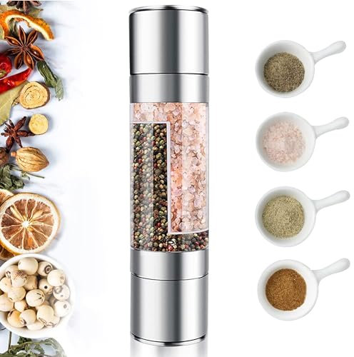 Sipobuy Molinillo De Pimienta Manual De Acero Inoxidable 2 En 1 - Grosor Ajustable, Molinillo De Especias Recargable Para Todo Tipo De Especias - Esencial De Cocina