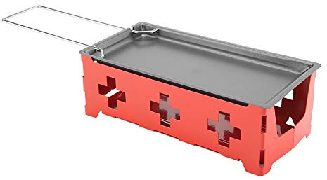Raclette Cheese Melter, Raclette Grill Cheese Raclette Rotaster Baking Tray Stove Set with Spatula Portable Non Stick Raclette Table Grill Home Kitchen Grilling Tool (Steel
