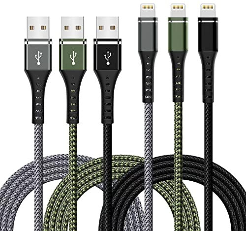 MMSANG iPhone Charger Cable, 3Pack 3FT/0.9M Lightning Cable MFi Certified Braided Cord for iPhone 14/13/12/11 Pro Max XR XS X 8 7 6 SE and More