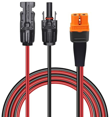GELRHONR 2M Solarladekabel Solar Stecker auf XT60i Kabel 12AWG Solar auf XT60i-F Verlängerungskabel für Solarpanel RV Tragbares Kraftwerk Solargenerator (2M/6.5Ft)