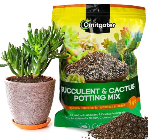 Omitgoter Sukkulenten & Kaktuserde Blumenerde 1qt, natürliche Bio-Blumenerde für Kakteen, Sukkulenten, Palmen und Zitrusfrüchte, die in Behältern im Innen- und Außenbereich angebaut werden