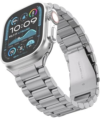 ARTCHE Armband kompatibel mit Apple Watch Armband 46mm 49mm 45mm 44mm 42mm, No Gap Metall Ersatzband Edelstahl Männer Bands für iWatch Series 10/Ultra 2/Ultra/9/8/7/6/SE2/SE/5/4/3/2/1 – Titanium