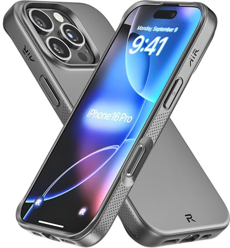 REBEL Air Case for iPhone 16 Pro [Air² Series] Strong MagSafe Compatible, Grippy Sides, Slim & Lightweight TPU Cover, Protective Corners, Raised Lens Ring, 6.3 Inch Phone 2024 (Black)