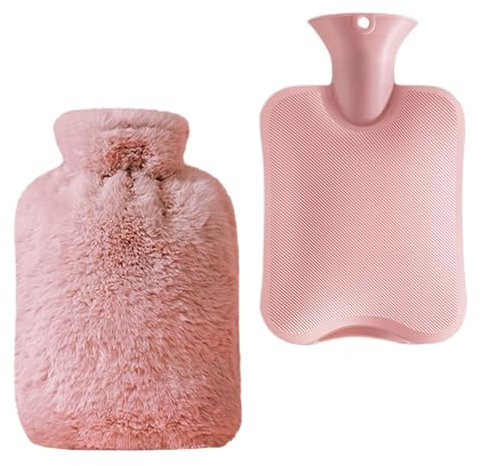 Mlysnd Hot Water Bottle, Hot Water Bottle with Cover, 2L Large Capacity Hot Water Bag, Skin-Friendly Material and Long-Lasting Warmth Suitable for Children and Adults Bed Warmer Bag(Pink)