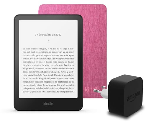 Den neuesten Kindle Paperwhite (2024 Release) 16 GB mit Werbung, eine Amazon Plant-basierte Hülle und ein Amazon Powerfast 9W-Netzteil.