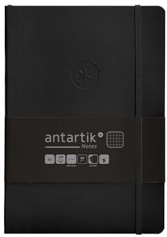 Antartik Notizbuch mit Gummiband, Softcover, A5 Blatt, kariert, Schwarz, 80 Blatt, 80 g, FSC.
