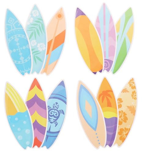KOMBIUDA Hawaiianisches Surfbrett-wanddekor-Set 60-teilige Aufkleber Für Klassenzimmerpartys