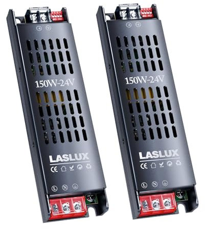 2 Stück LED Trafo 230V auf 24V 150W Dimmbar with Langsamer Anfang, Dimmbar Schaltnetzteil LED Transformator 12v, Stumm LED Treiber Netzteil 6.25A, Driver für Streifen (24V - 2PC, 150, Watt)