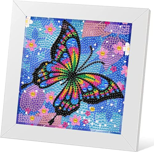 Diamond Painting Kit Completo Diamond Painting Mariposa 15x15cm Pintura Diamante 5D Manualidades Infantiles, Decoración de la Pared Hogar, Regalo
