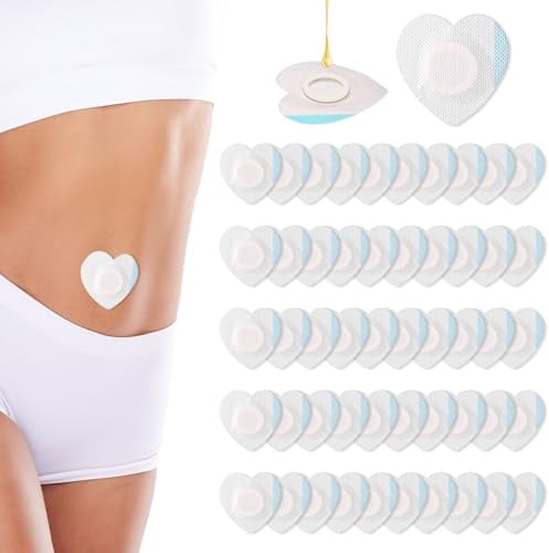 50stk Rizinusöl Packungen für Den Bauchnabel, Herzform Rizinusöl-Pflaster Selbstklebend und Stark Saugfähig Rizinusöl-Pads Wasserfest Rizinusöl-Wickel (Öl Nicht im Lieferumfang Enthalten)