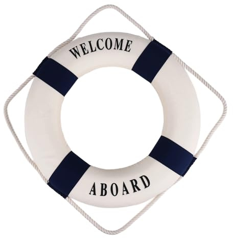 Diheohg Willkommen an Bord Schaum Wasser Leben Rettungsring Ring Boot Wandbehang Hauptdekoration blau 50cm
