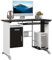 Vinsetto Scrivania per Computer 100x52x75 cm in MDF e Metallo, Scrivania PC con Ripiano per Tastiera, Armadietto e Cassetto, Bianco e Nero