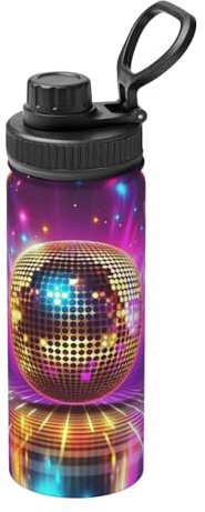 Bouteilles d'eau illuminées en forme de boule disco pour homme et femme, bouteille d'eau isotherme en acier inoxydable étanche pour salle de sport, travail en plein air