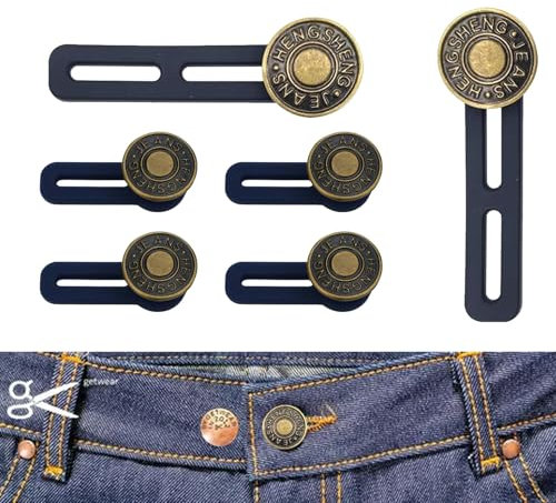 6 Pcs Button Extender for Trousers,Adjustable Buttons Extender for Haberdashery,Trouser Extenders for Men & Woman,Waist Extender for Trousers,Jeans,Trousers,Skirts,Durable & Reusable
