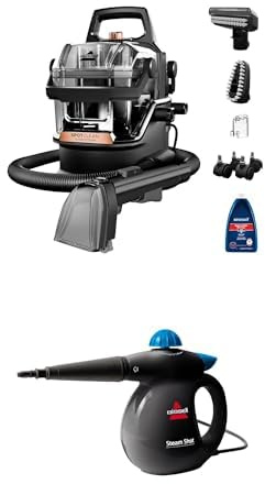 Bundle of BISSELL SpotClean HydroSteam Carpet Cleaner + BISSELL SteamShot Handheld Steam Cleaner (3689E & 2635E)
