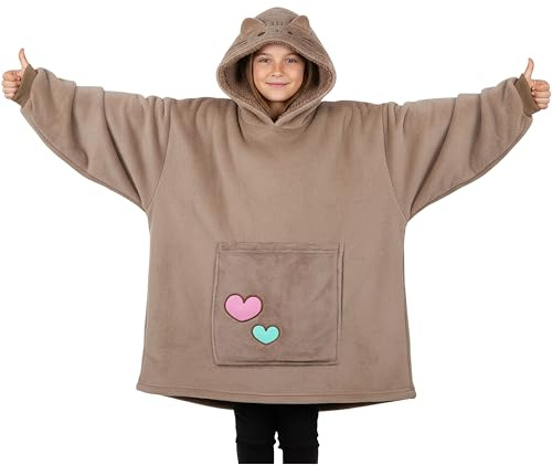 Get Trend Pusheen Oversized Hoodie Decke Mit Ärmeln Für Mädchen, Flauschige Kuscheldecke Mit Kapuze, Geschenkidee