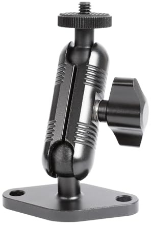 xik Metal 1/4-20 Mount with Drill Plate Base for Monitors, Action Camera，CCTV Cameras, Camcorders, 360° Rotation Adjustable Camera Mount for Installation on Car Dashboard, Ceiling, and Walls