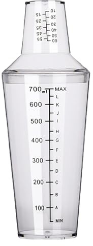 Cocktail Shaker, 24 oz Plastic Cocktail Shaker with Scale Clear Tea Drink Shaker Bartender Mixer Tool Measuring Cup for Kitchen Bar Party