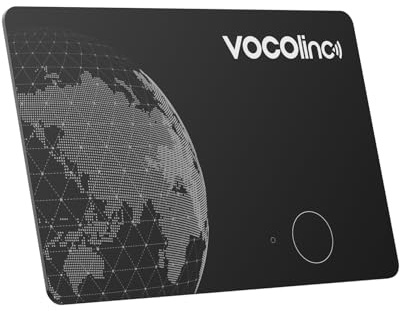 VOCOlinc Air Tag Alternative Karte Kompatibel mit Apple Wo Ist & Android Google Mein Gerät Finden APP, Bluetooth Wiederaufladbar Wallet Tracker Card Ultra Slim für Geldbeutel/Gepäck/Taschen/Koffer