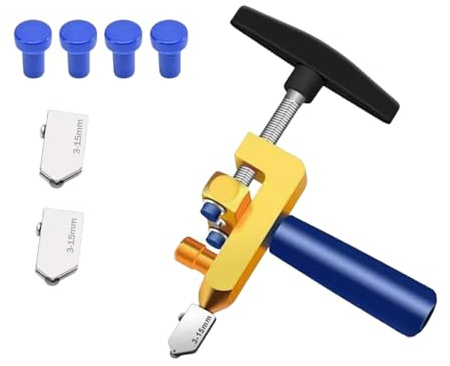 Cortador Manual de Azulejos y Cristal, Kit de Herramientas de Corte de Vidrio de Azulejos 2 en 1 para 3-15 mm con 2 Cuchillas de Acero de Tungsteno para Cortar Vidrio, Espejo, Azulejos de Cerámica