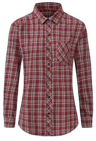 Dioufond Checked Flannel Shirts Women Long Sleeve Womens Plaid Shirt