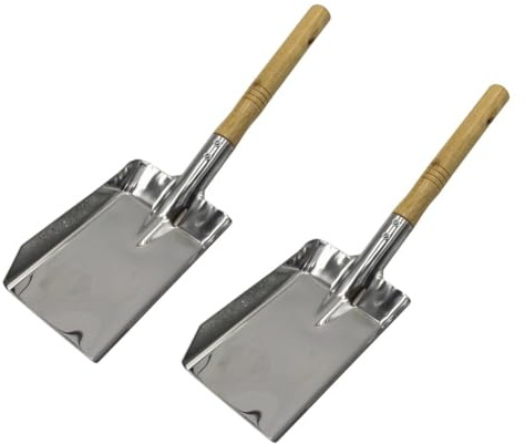 FACAIIO Edelstahl Kamin Schornstein Schaufel Werkzeug Set 2er Pack Kamin Feuer und Holzofen Reinigung